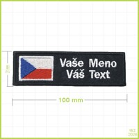 Česká zástava s vlastným textom - vyšívaná nášivka